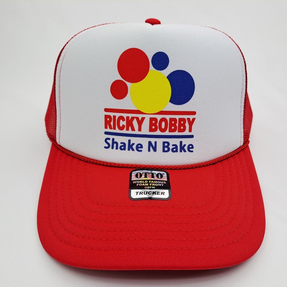 Red and White Ricky Bobby Foam Trucker Hat with Graphic